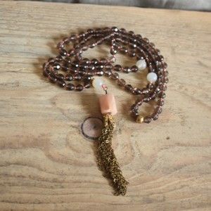 Smokey Quartz Gemstone Beaded Mala Necklace 33"